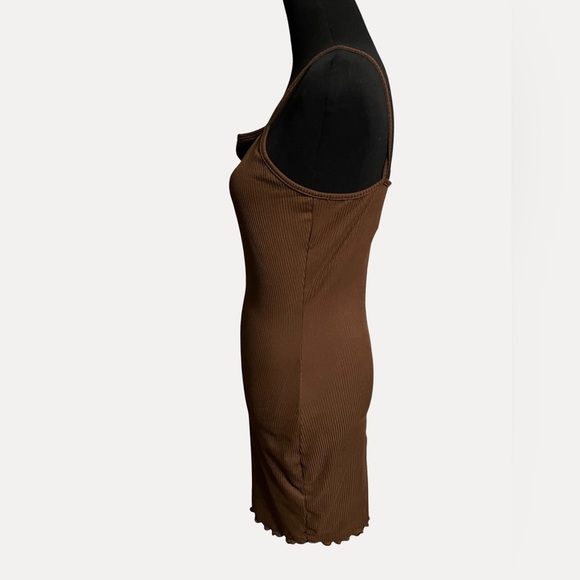 See You Monday Ribbed Dress Brown Size Large - Picture 2 of 4
